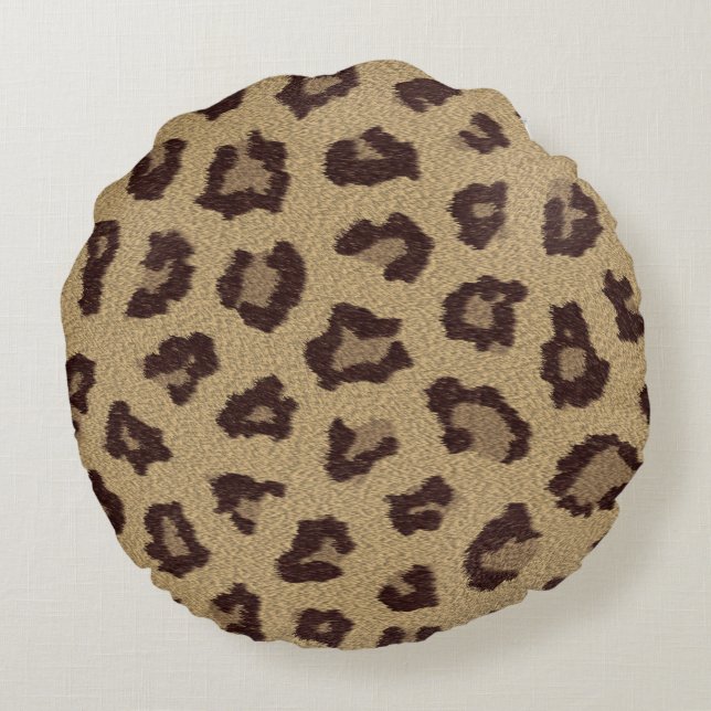 Leopard Print Rund Kudde (Baksidan)