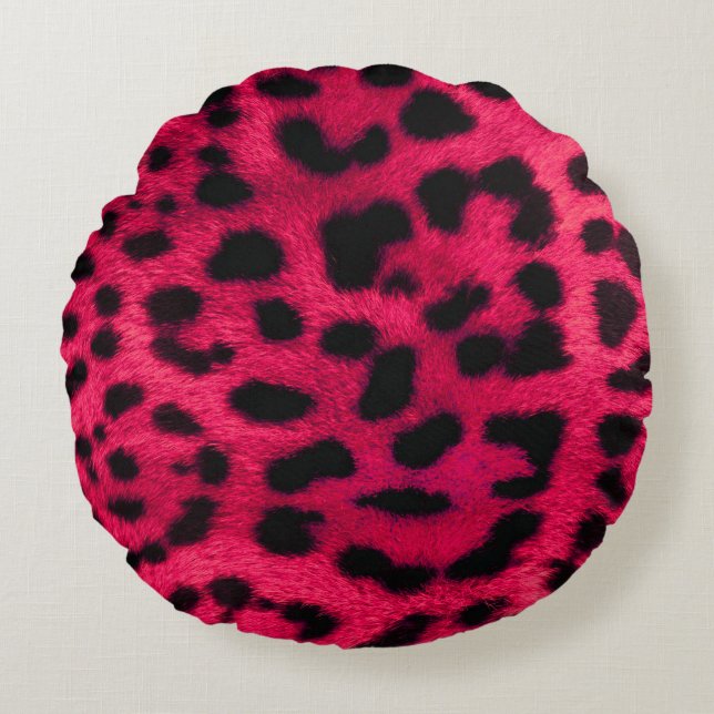 Leopard Print Rund Kudde (Framsidan)