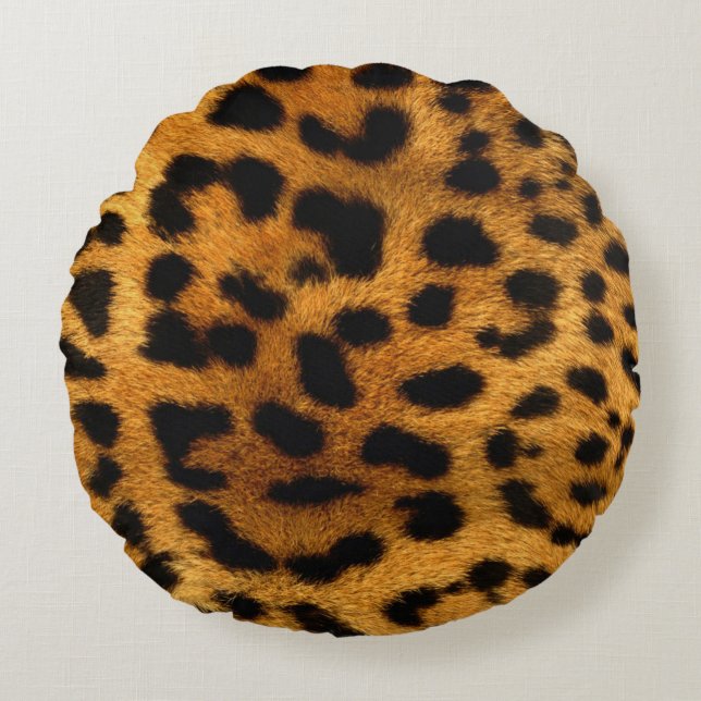Leopard Print Rund Kudde (Framsidan)