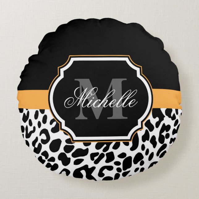 Leopard Print Rund Kudde (Framsidan)