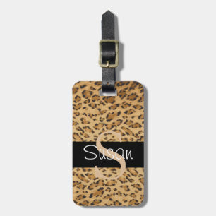 Leopard Print S monogram initialer Luggage Tag Bagagebricka