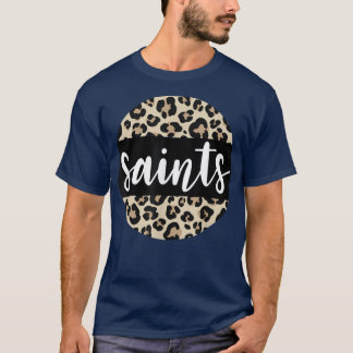 Leopard Print Saints Team Mascot School Spirit Gam T Shirt