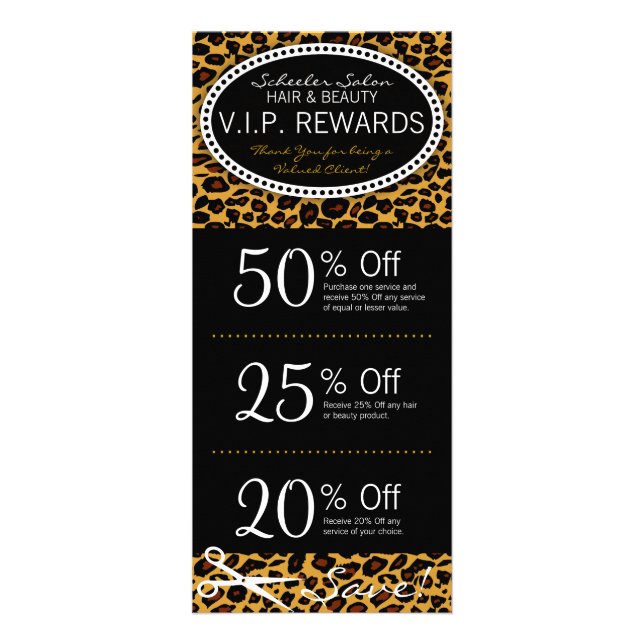 Leopard Print Salon Coupons Reklamkort (Framsidan)