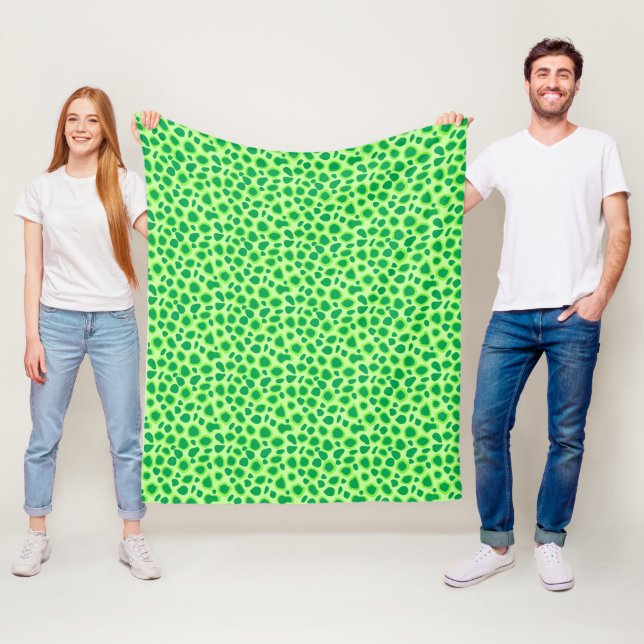 Leopard Print - Shades of Lime Green Fleecefilt (På plats)