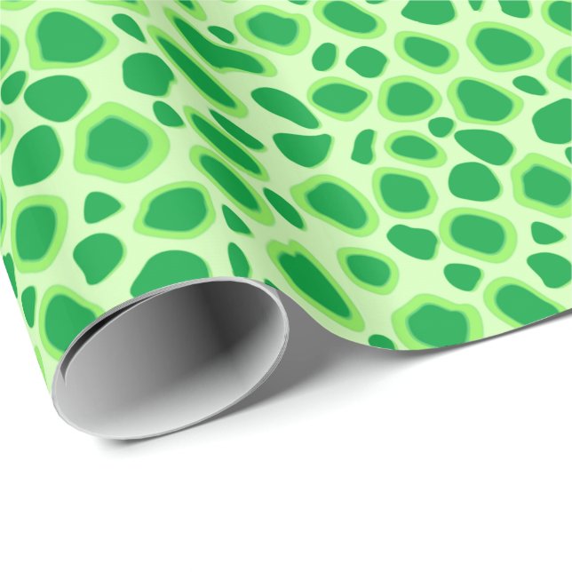 Leopard Print - Shades of Lime Green Presentpapper (Rullad Hörn)
