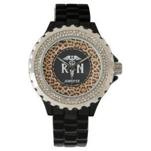 Leopard Print Silicone Nurse Watch Armbandsur