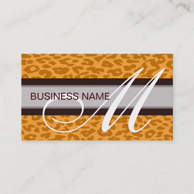 Leopard Print Skin och Monogram 2 Visitkort (Framsida)