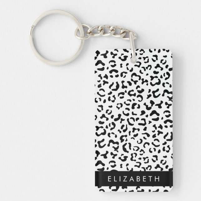 Leopard Print, Spots, Black and White, ditt namn (Framsidan)