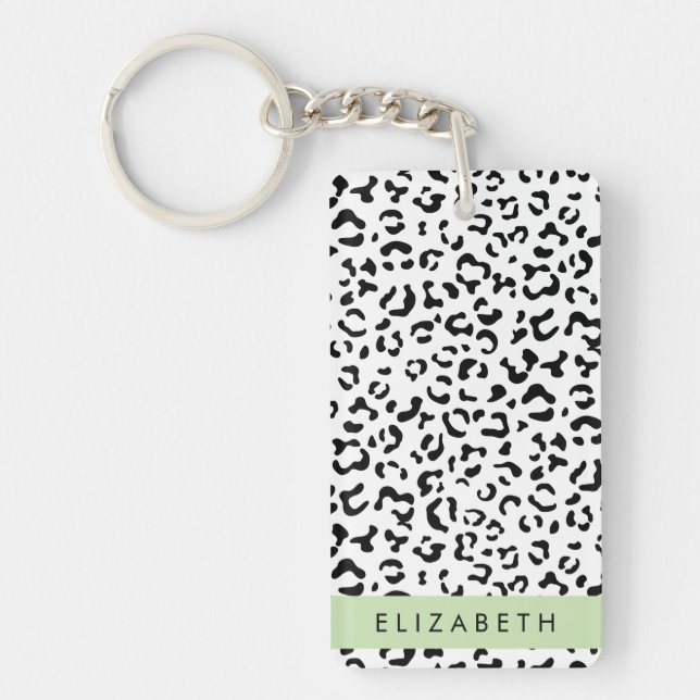 Leopard Print, Spots, Black and White, ditt namn (Framsidan)