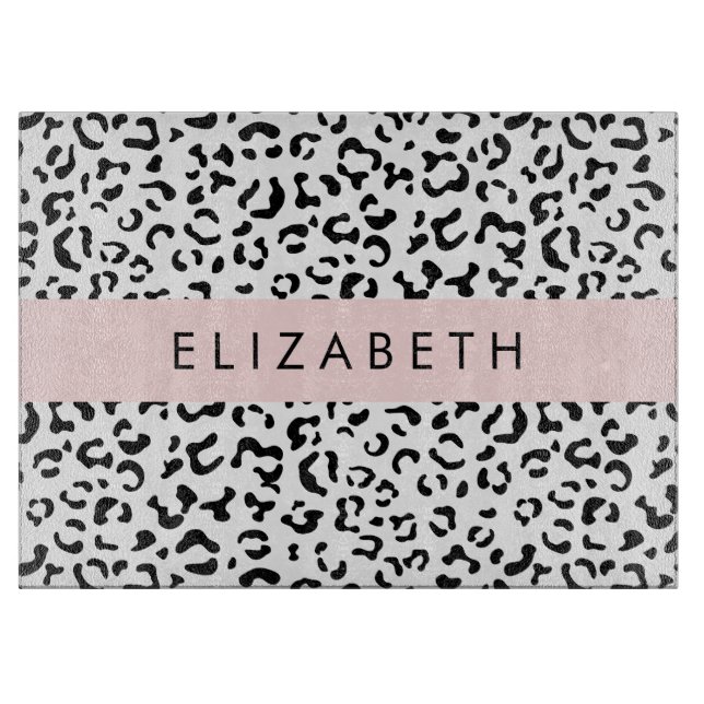 Leopard Print, Spots, Black and White, ditt namn (Framsidan)