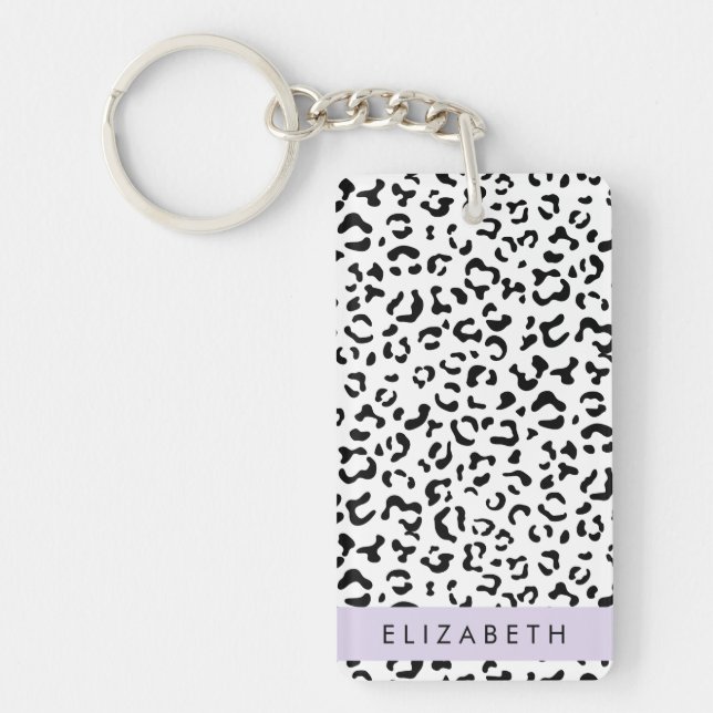 Leopard Print, Spots, Black and White, ditt namn (Framsidan)