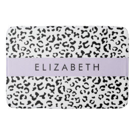 Leopard Print, Spots, Black and White, ditt namn Badrumsmatta