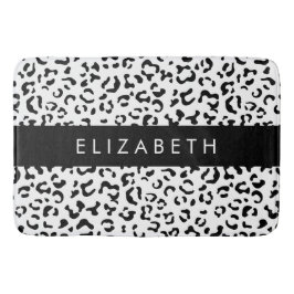 Leopard Print, Spots, Black and White, ditt namn Badrumsmatta