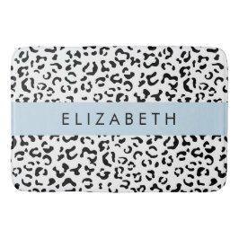 Leopard Print, Spots, Black and White, ditt namn Badrumsmatta