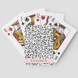 Leopard Print, Spots, Black and White, ditt namn Casinokort