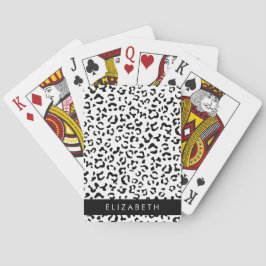 Leopard Print, Spots, Black and White, ditt namn Casinokort