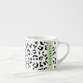 Leopard Print, Spots, Black and White, ditt namn Espressomugg