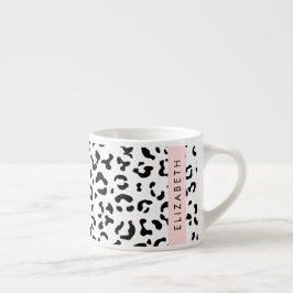 Leopard Print, Spots, Black and White, ditt namn Espressomugg