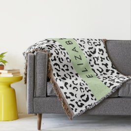 Leopard Print, Spots, Black and White, ditt namn Filt