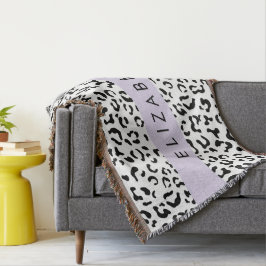 Leopard Print, Spots, Black and White, ditt namn Filt
