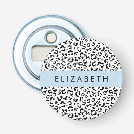 Leopard Print, Spots, Black and White, ditt namn Flasköppnare