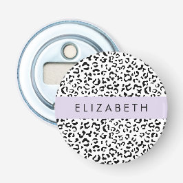 Leopard Print, Spots, Black and White, ditt namn Flasköppnare