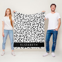 Leopard Print, Spots, Black and White, ditt namn