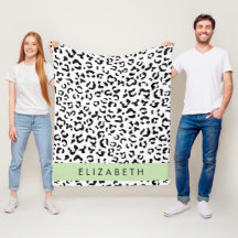 Leopard Print, Spots, Black and White, ditt namn