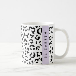 Leopard Print, Spots, Black and White, ditt namn Kaffemugg