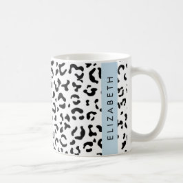 Leopard Print, Spots, Black and White, ditt namn Kaffemugg