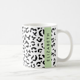 Leopard Print, Spots, Black and White, ditt namn Kaffemugg