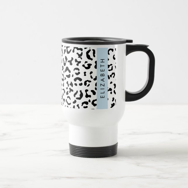 Leopard Print, Spots, Black and White, ditt namn Resemugg (Höger)
