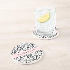 Leopard Print, Spots, Black and White, ditt namn Underlägg