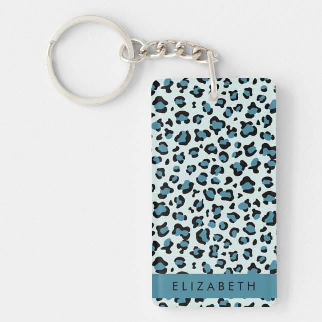 Leopard Print, Spots, Blue Leopard, ditt namn (Framsidan)