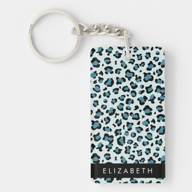 Leopard Print, Spots, Blue Leopard, ditt namn (Framsidan)