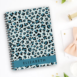 Leopard Print, Spots, Blue Leopard, ditt namn Anteckningsbok