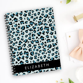 Leopard Print, Spots, Blue Leopard, ditt namn Anteckningsbok