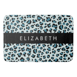 Leopard Print, Spots, Blue Leopard, ditt namn Badrumsmatta