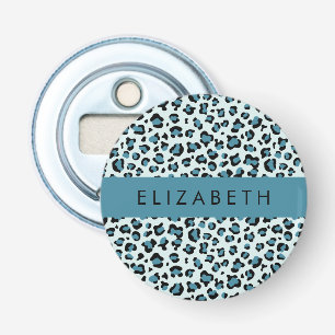 Leopard Print, Spots, Blue Leopard, ditt namn Flasköppnare
