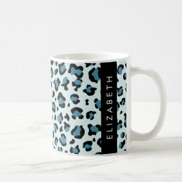 Leopard Print, Spots, Blue Leopard, ditt namn Kaffemugg