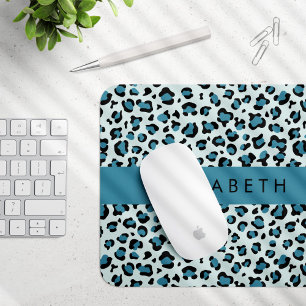 Leopard Print, Spots, Blue Leopard, ditt namn Musmatta