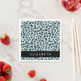 Leopard Print, Spots, Blue Leopard, ditt namn Pappersservett