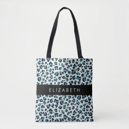 Leopard Print, Spots, Blue Leopard, ditt namn Tygkasse