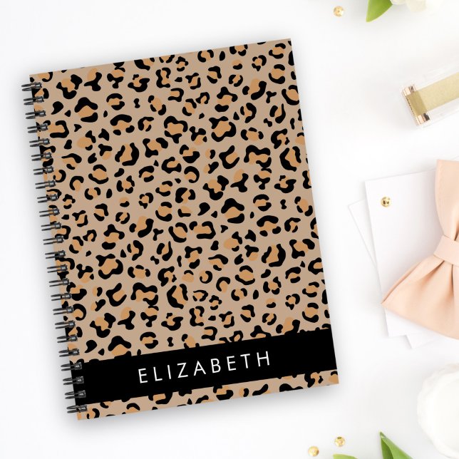 Leopard Print, Spots, Brown Leopard, ditt namn Anteckningsbok (Skapare uppladdad)