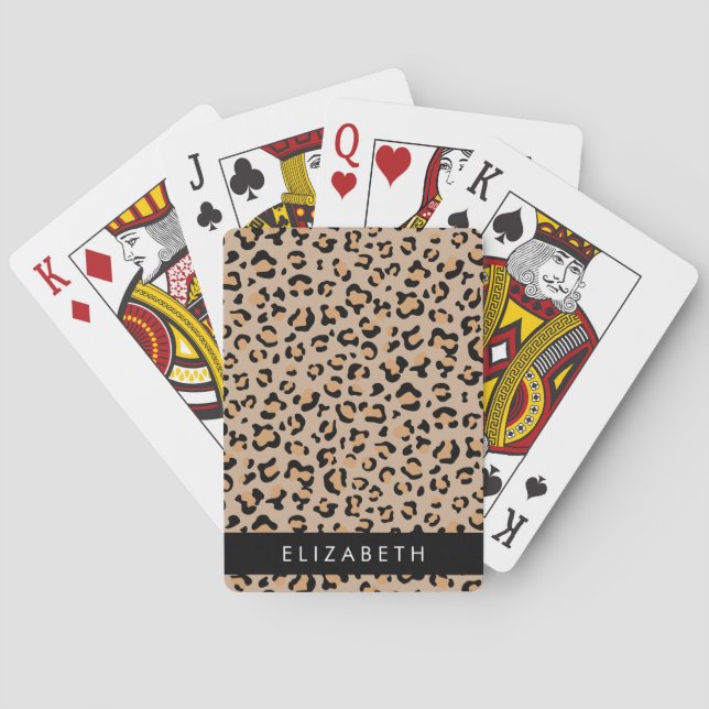 Leopard Print, Spots, Brown Leopard, ditt namn Casinokort (Baksidan)