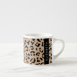 Leopard Print, Spots, Brown Leopard, ditt namn Espressomugg