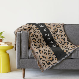 Leopard Print, Spots, Brown Leopard, ditt namn Filt