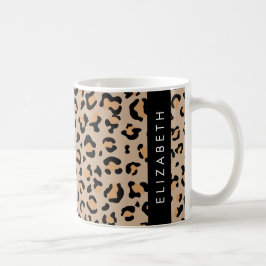 Leopard Print, Spots, Brown Leopard, ditt namn Kaffemugg