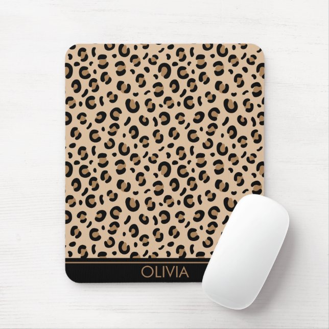 Leopard Print, Spots, Brown Leopard, ditt namn Musmatta (Med mus)