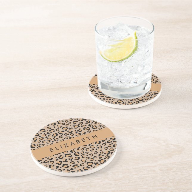 Leopard Print, Spots, Brown Leopard, ditt namn Underlägg (Sidan)